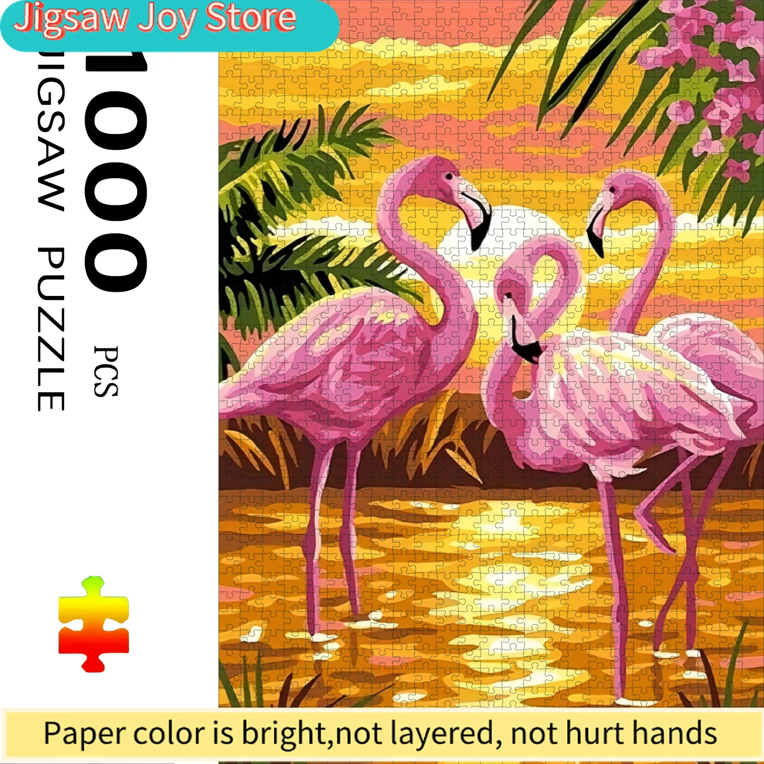 

Sunset Flamingo Boxed Puzzle | 70cmX50cm Durable Cardboard, Ideal for Adult and Family Entertainment, Brain Exercise and Rela