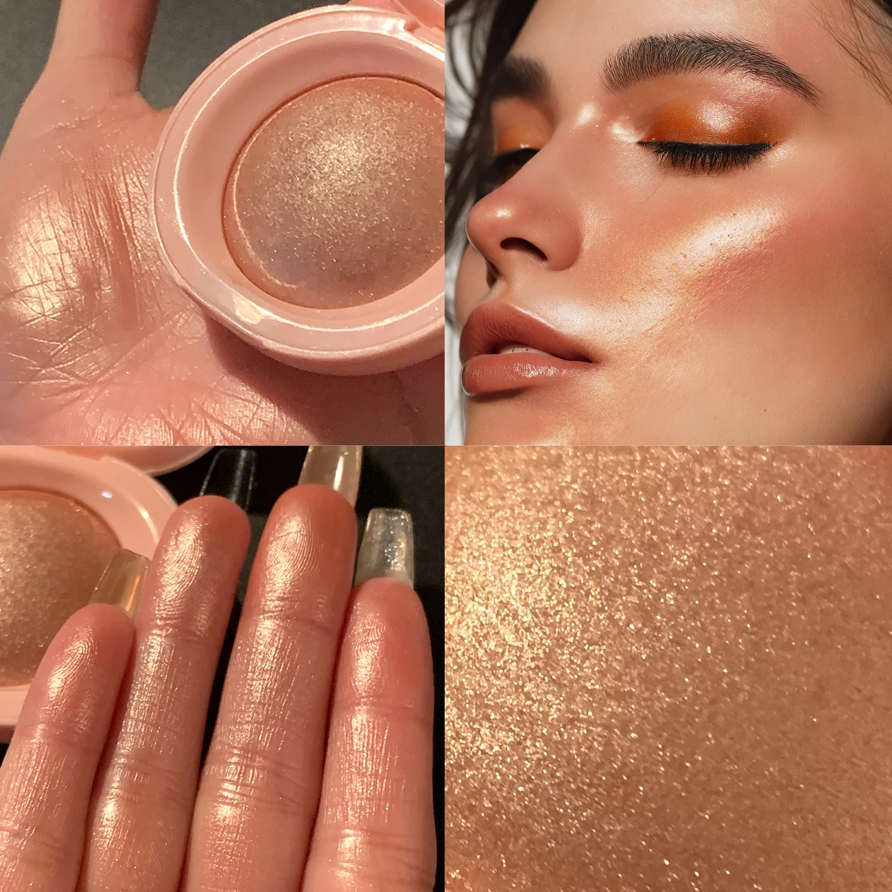 쉬머 블렌딩 가능한 블러셔 & 하이라이터 글로우, 스파클 메탈릭 피니시 하이라이트 블링 컨투어 & 오래 지속되는 아이섀도우 메이크업