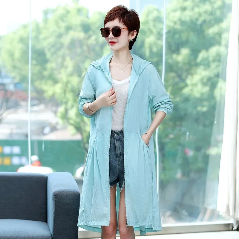 

Sunscreen Coat Women Long 2025 Loose Summer Super Fairy Sun Protection Clothing Jacket Female Large Size UV Thin Windbreaker Top