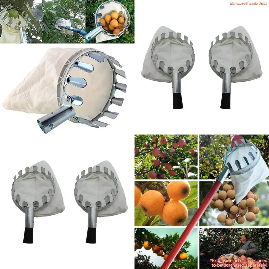 16CM Fruit Pickers Basket With Reusable Harvesting Bag For Gentle High Branch Catcher Bag Harvesting Tool W91B