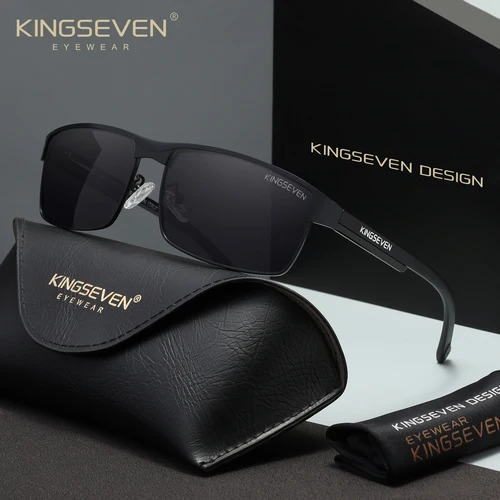 Imagen 2 del producto KINGSEVEN, gafas de sol polarizadas para hombre, gafas de conducción UV400 antideslumbrantes de alta calidad, gafas rectangulares informales para hombre, gafas de moda para exteriores