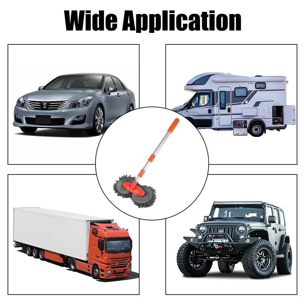 Car Brush Washer Mop Foam Wash Chenille Windshield Roof Window Cleaning Maintenance Stretching Handle Auto Care RV Accessories