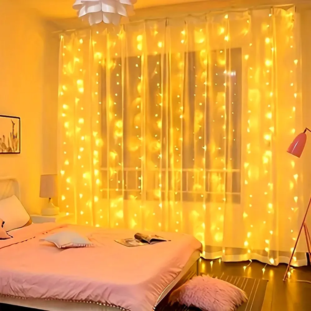 USB Plug 8 Modes Christmas Lights Wedding Party Valentine's Day Holiday Halloween Bedroom Curtain LED Indoor String Lights