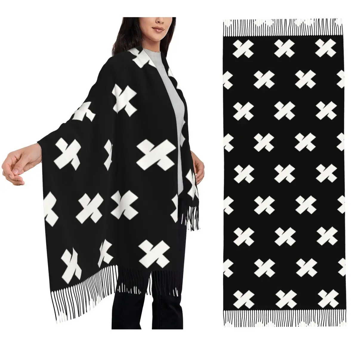 

Сэм и Колби шарф с кисточками, женские мягкие теплые шали и накидки, большая осенне-зимняя шаль