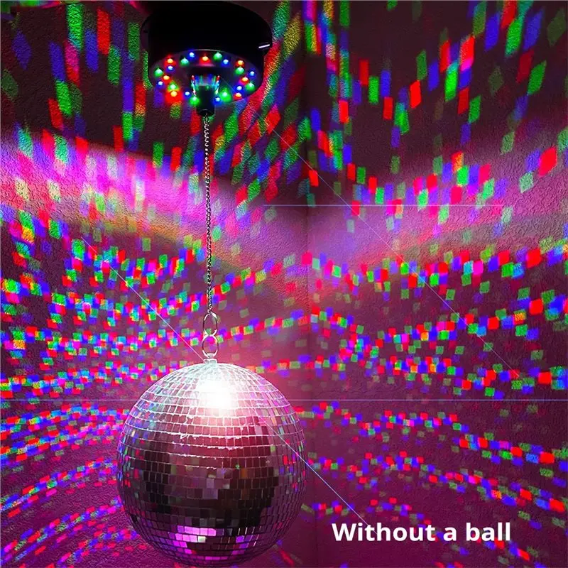 【VERSATILE】 Moteur à bille miroir avec lumières, moteur à boule disco 24 LED avec télécommande pour 4", 6", 8", 12" pour fête