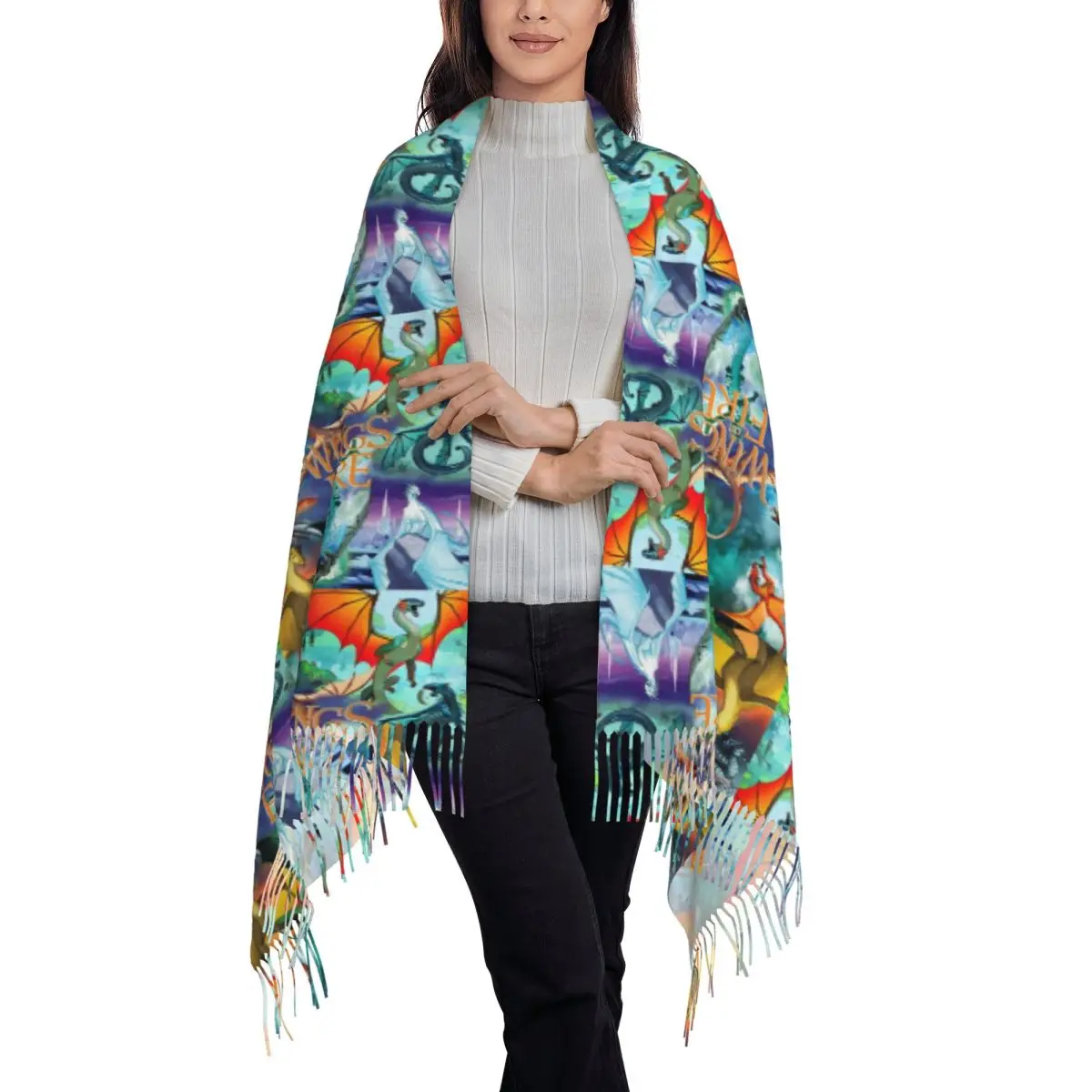 Wings Of Fire All Dragon Series Scarf Tassel Scarves for Women Soft Warm Shawls and Wraps Large Fall Winter Shawl Wrap