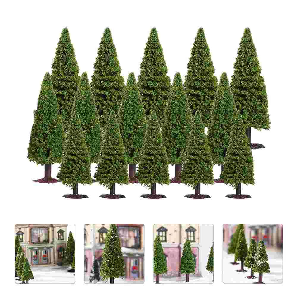 

15 Pcs Wire Christmas Tree Decor Sand Table Construction Model Landscape Scenery Mixed Pine Train Child