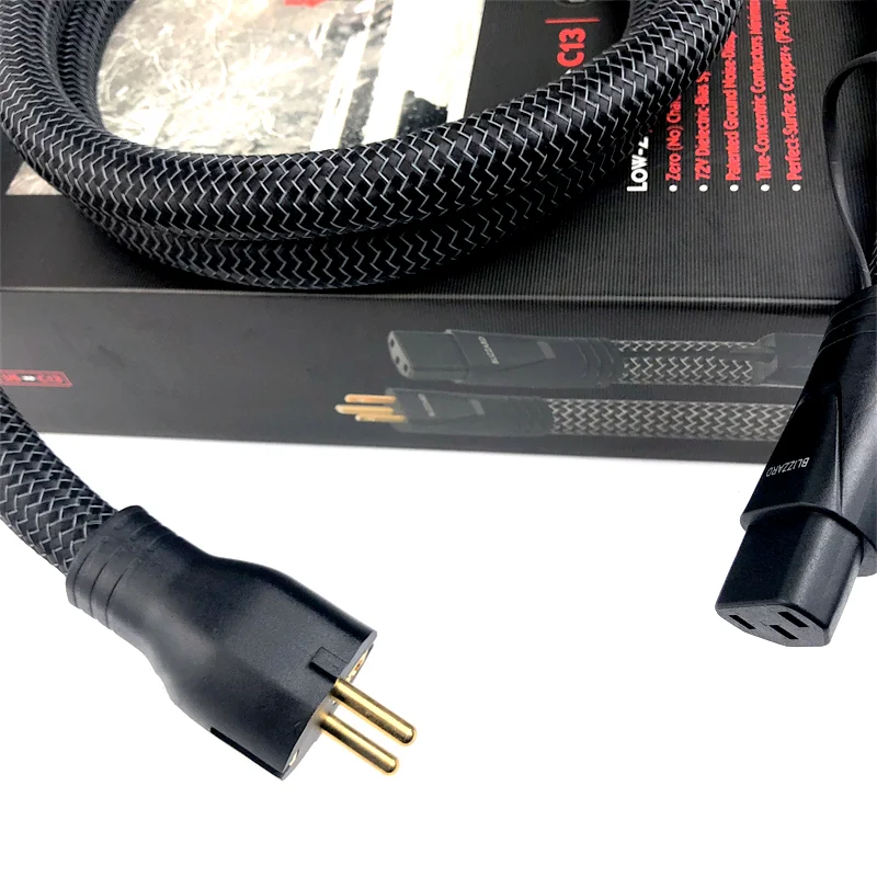 Câble d'alimentation Blizzard avec boîte d'emballage, haute pureté, véritable concentrique, audio HiFi, alimentation AC, 15A, prise Schuko US et EU