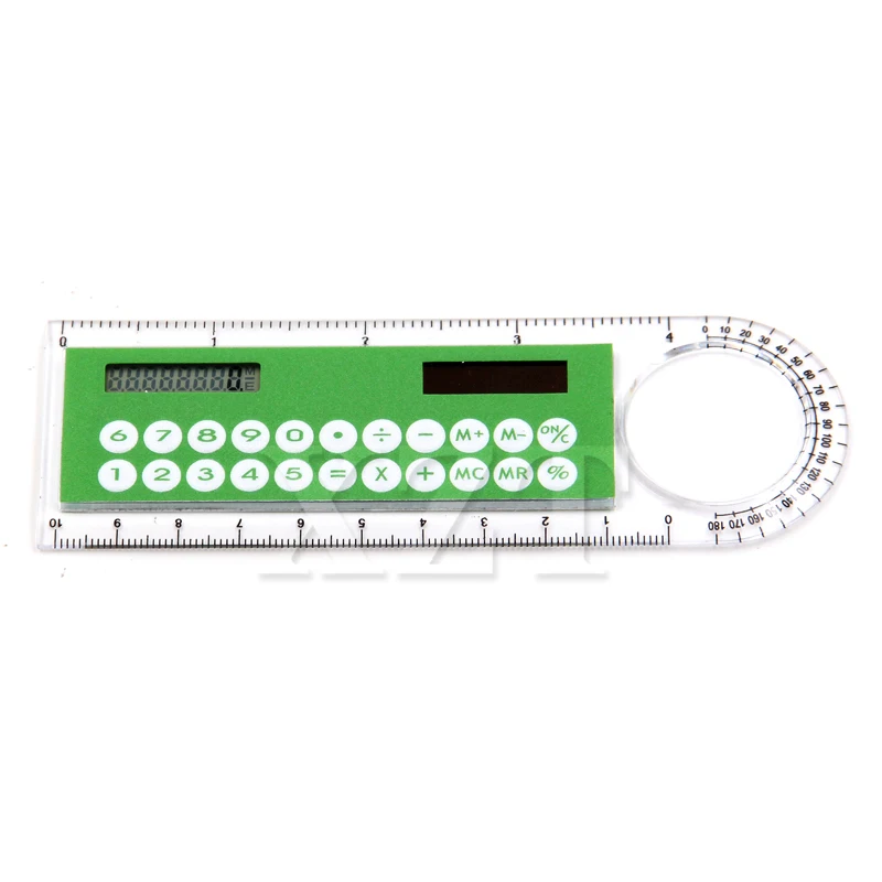 Hoge Kwaliteit 1Pcs Solar Mini Rekenmachine Vergrootglas Multifunctionele 10Cm Ultra-Dunne Transparante Liniaal Calculadora Kantoorbenodigdheden