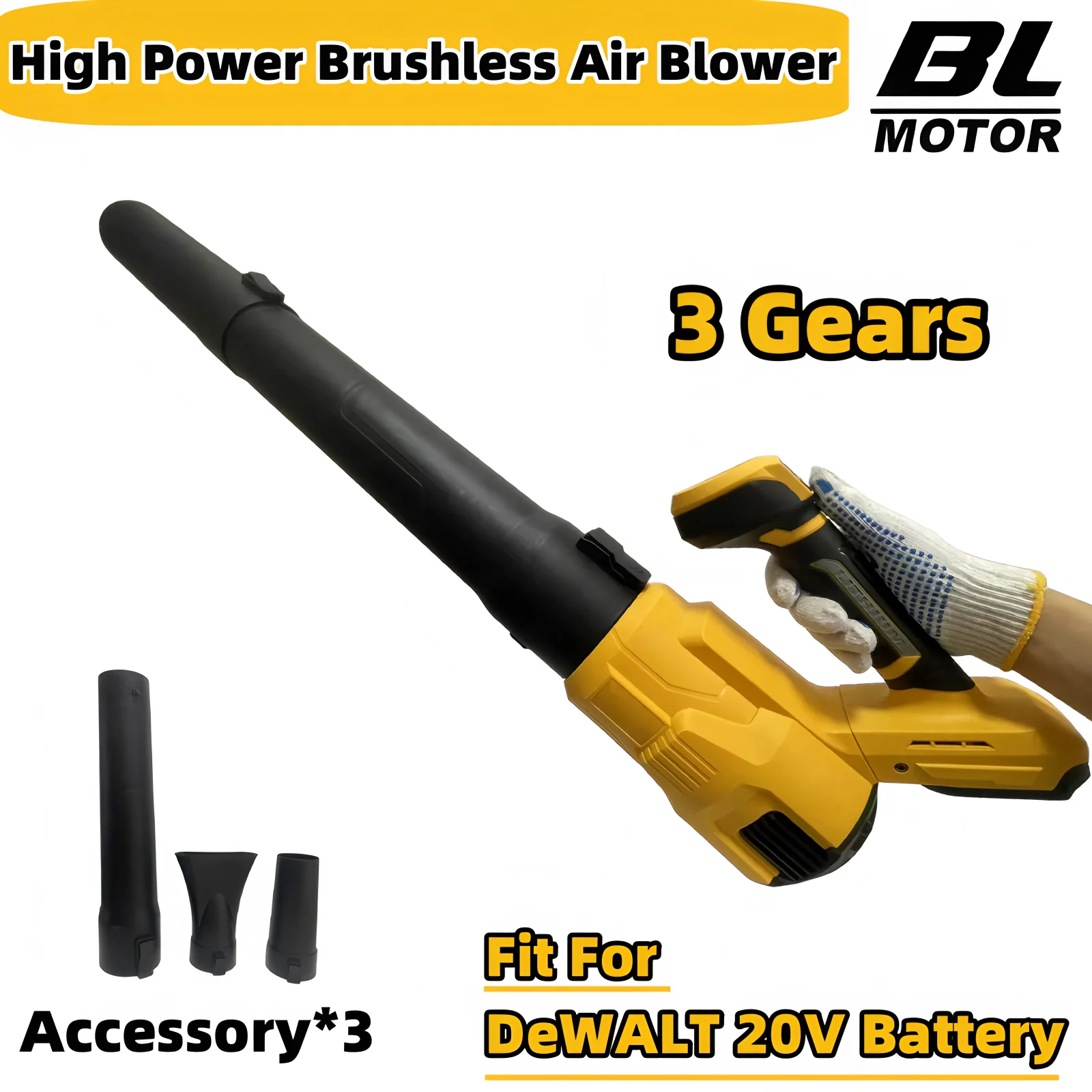 

For DeWALT 20V Battery Brushless Air Blower 3 -Gears High Speed Powerful Cordless Electric Leaf Snow Duster Blowing Power Tool