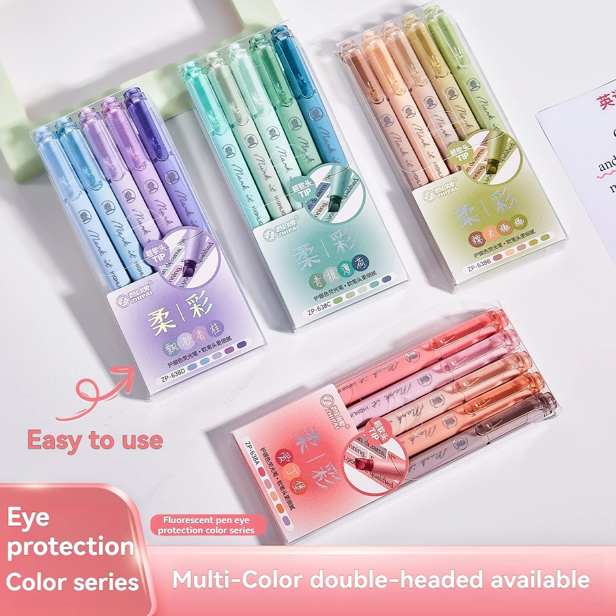 5Pcs/set Pastel Highlighters Marker Colors Fluorescent Hook Pen Colored Mark Pen Japanese Stationery School Supplies Kawaii