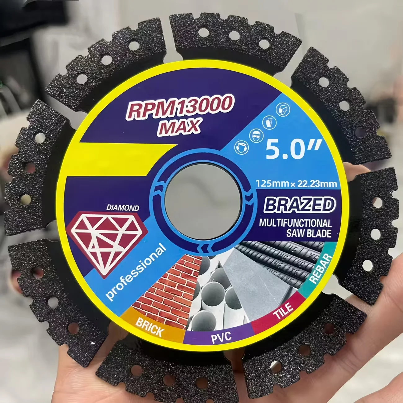 Conjunto de Discos de Diamante Metálicos de 125mm, Lâmina de Serra de Diamante Profissional para Aço, Metal, Pedra, Mármore e Concreto