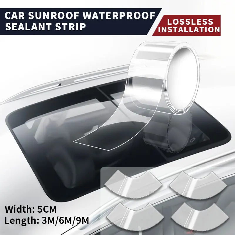 Universal Car Sunroof Edge Waterproof Sealing Strip Transparent Noise Reducing High Temperature Resistant Sealing Accessories
