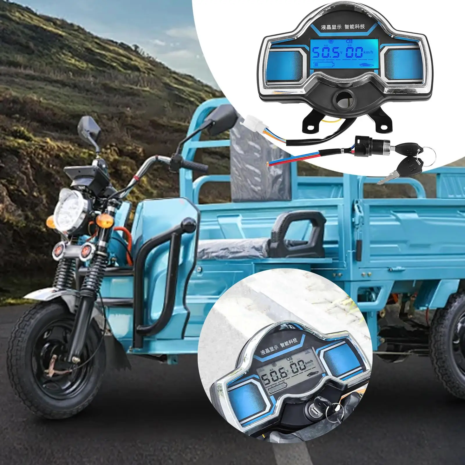 

48-72V Electric Tricycle Dashboard LCD Display Accessories Speedometer