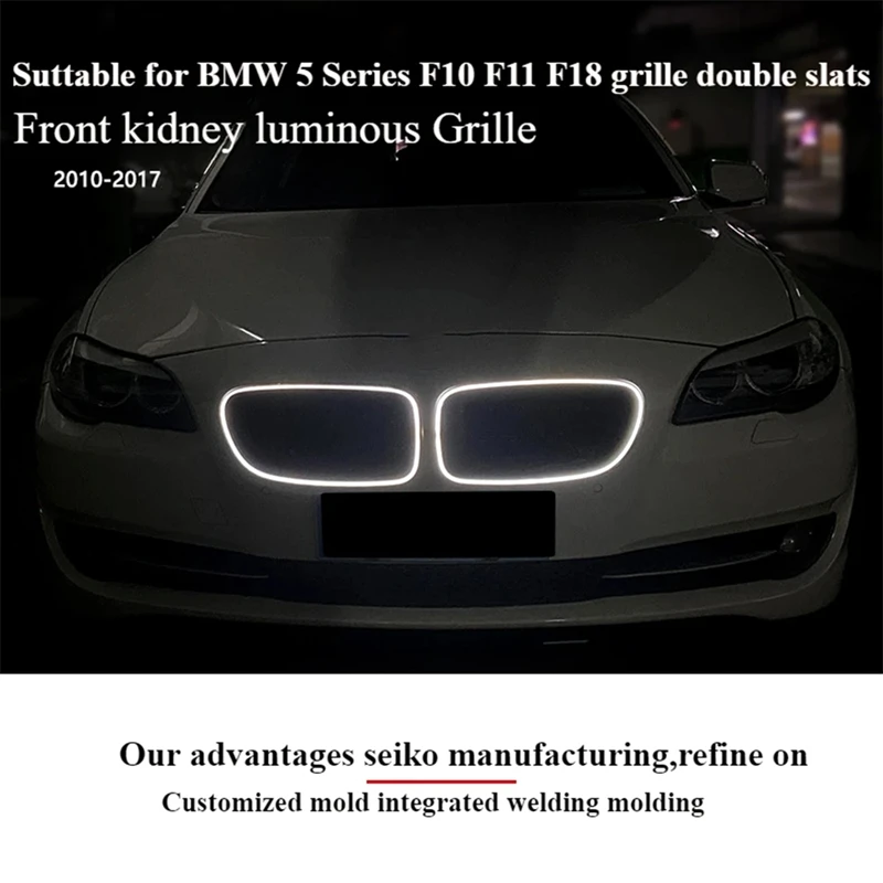 Front Bumper Grills Racing Grills For BMW 5 Series F10 F11 F18 Modified 5 Series Double Bar LED Illuminated Grille