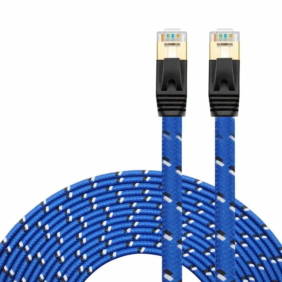 Cat 7 RJ45 ekranowany kabel sieciowy z czystej miedzi LAN kabel Ethernet z plecionką poliestrową 1M 2M 3M 5m 10m 15m 20m