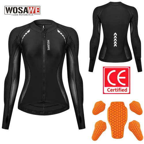 WOSAWE, chaqueta de motocicleta para mujer, armadura corporal de verano para chica, chaqueta de motociclista con certificado CE para montar en la calle, ropa de carreras para Motocross
