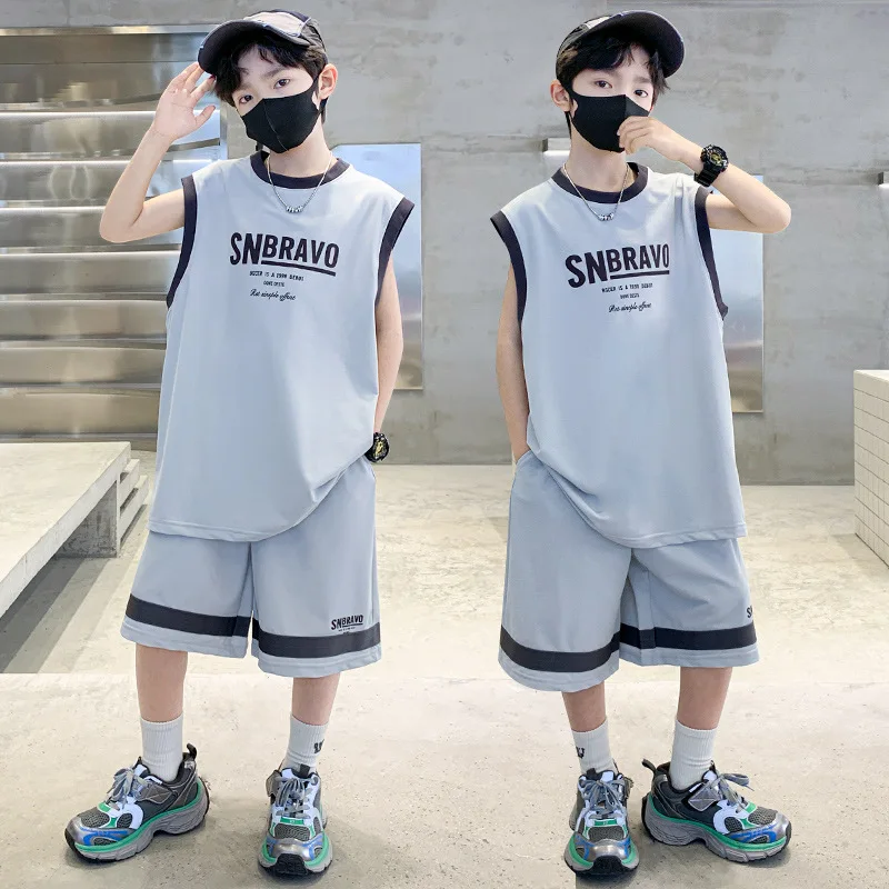 2025 جديد للأطفال ملابس الصيف سترة دون أكمام رياضي الشارع الشهير ملابس أطفال باردة نمط غير رسمي 6 8 10 12 14 سنة #6