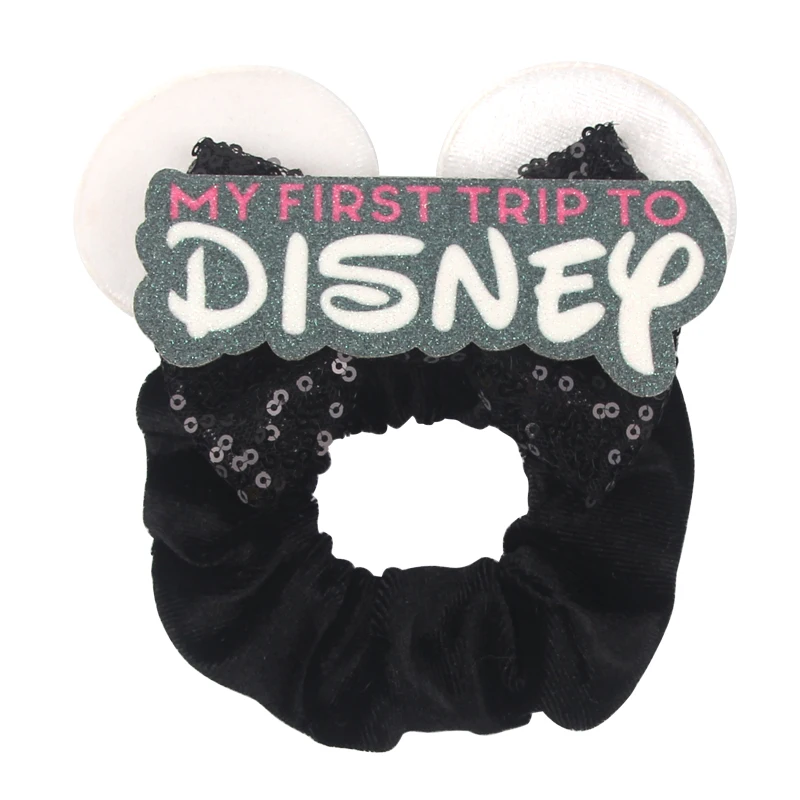 Newest Cute Disney Tiana Hair Scrunchies Velvet Hairband For Girls  Women Sequins Bows Headband Women Trip DIY Hair Accessories