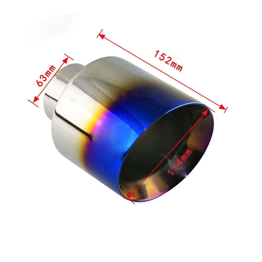 Automobile muffler modified tail pipe 63mm universal Exhaust Tip 114mm Slant Round Outlet Stainless steel