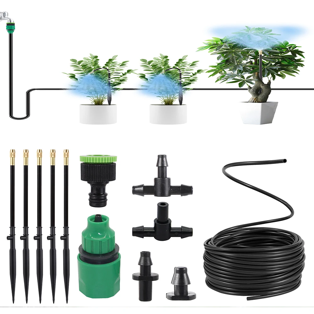 

Free Bending Universal Atomizing Misting Kits with 20cm Rotating Yellow Copper Nozzles For Lawn Garden Irrigation Water Mister