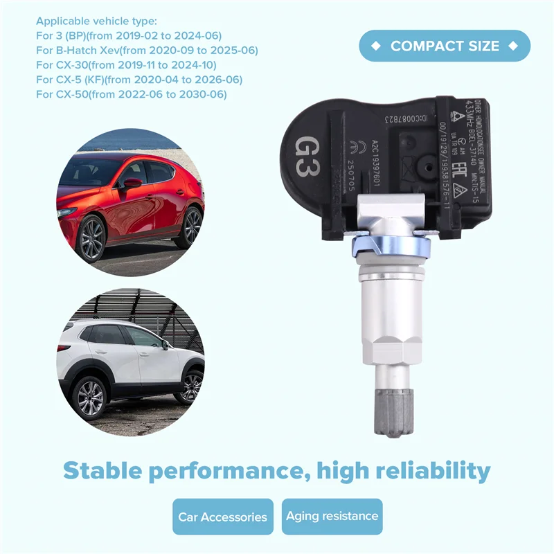A58X-BDEL-37-140 BDMC-37-140 433Mhz TPMS Tire Pressure Sensor For Mazda 3 B-Hatch Xev CX-30 CX-5 CX-50 Car