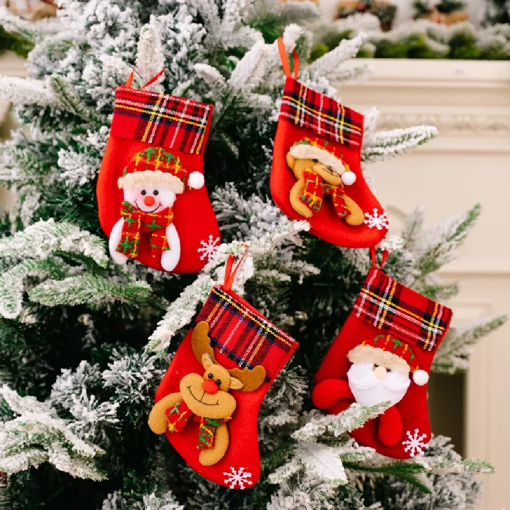 

Merry Christmas Socks Christmas Tree Ornaments Sack Xmas Gift Candy Bag Cute Fabrics with Multiple Styles To Choose From