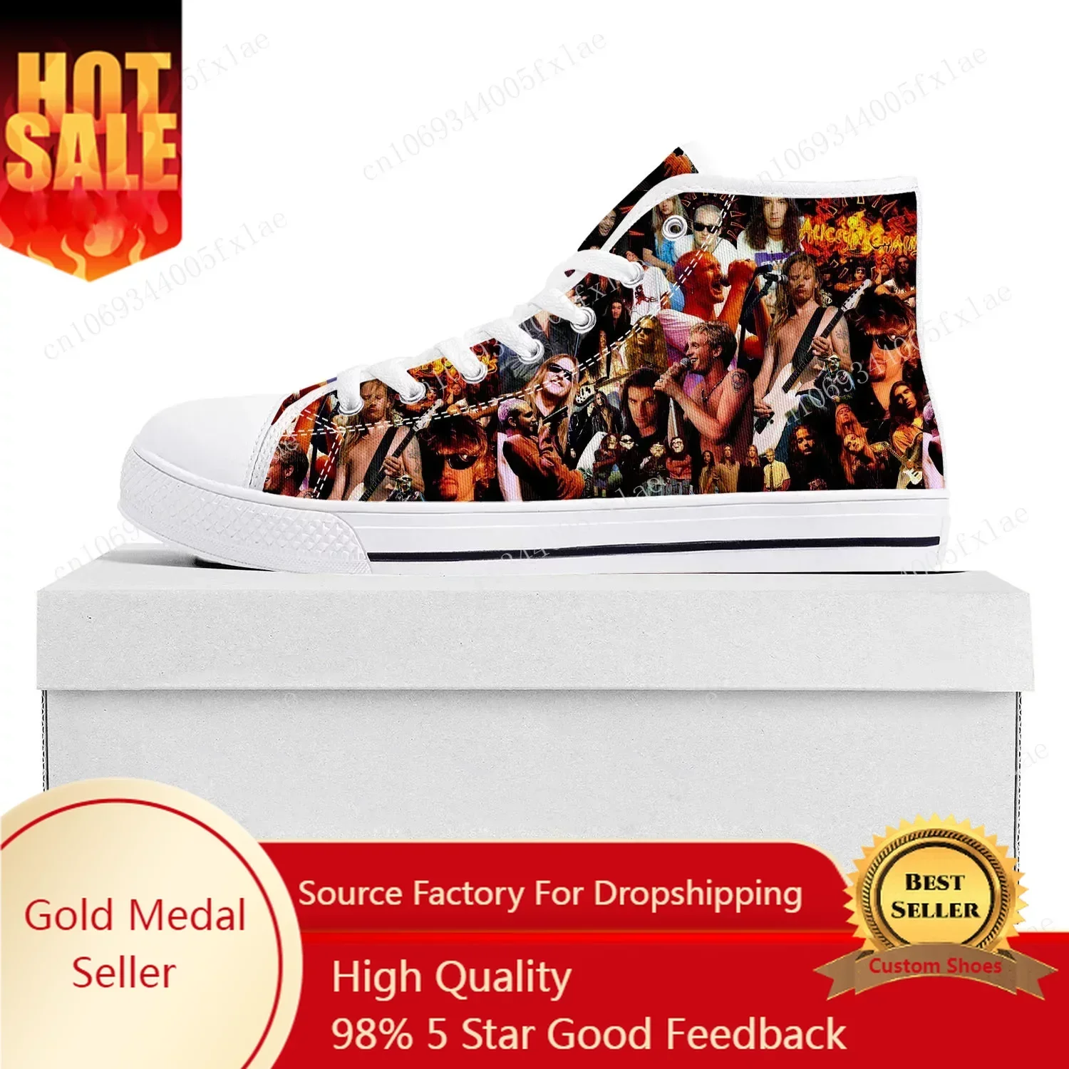 

Alice In Chains Metal Rock Band Pop High Top High Quality Sneakers Mens Womens Teenager Canvas Sneaker Couple Shoe Custom Shoe