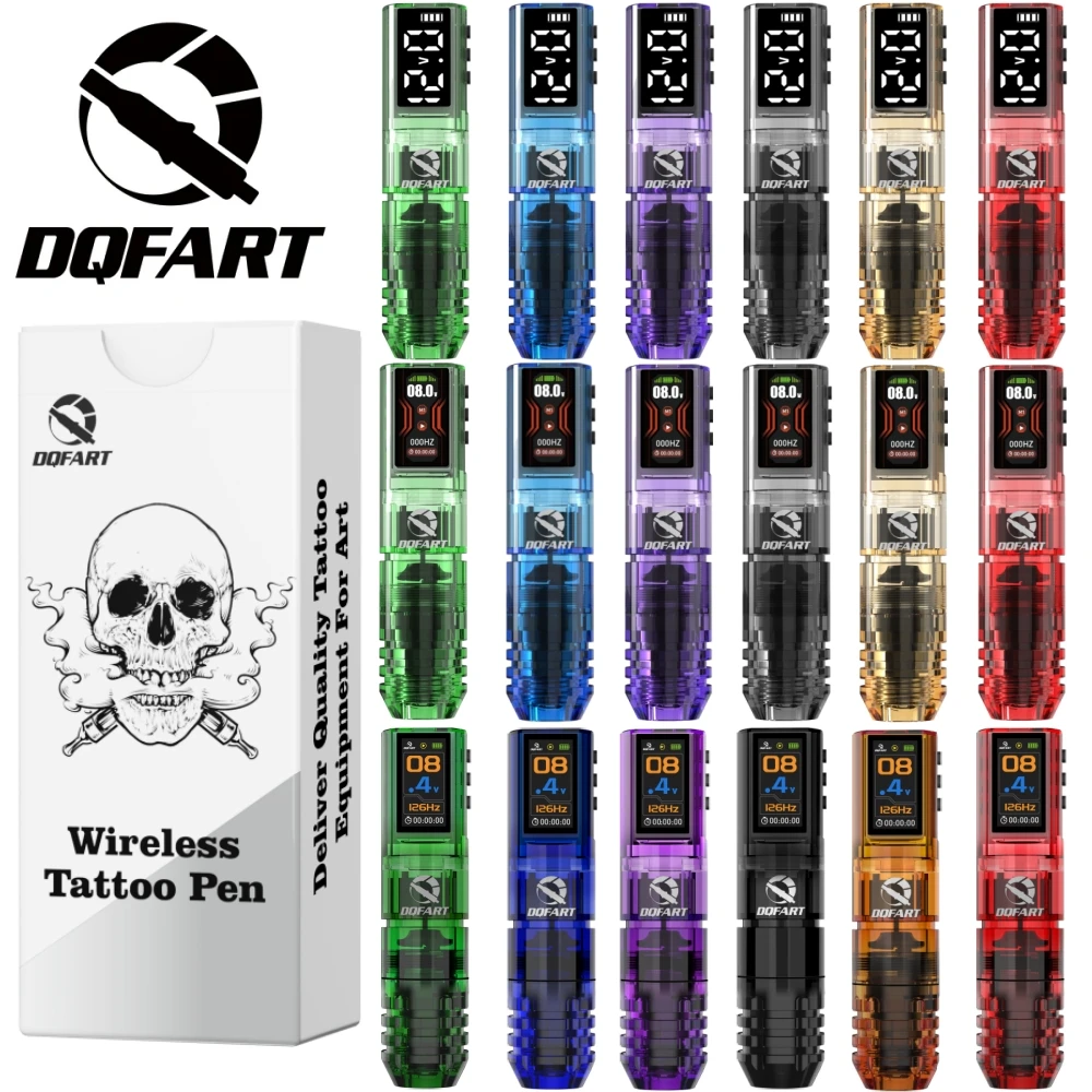 DQFART Hot Electric Wireless Tattoo Machine Pen 3Styles 6Colors 1600mAh Safe Professional Artists Body Art Creative Designs