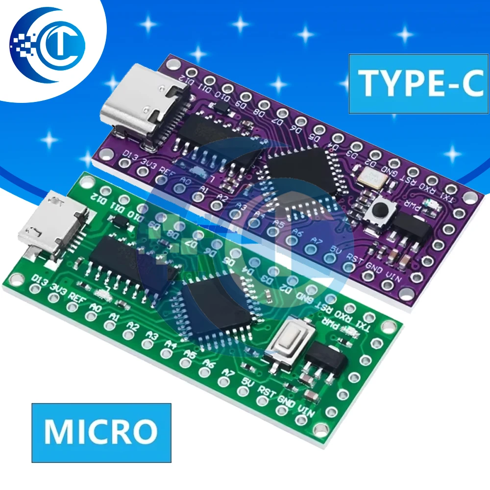 LGT8F328P MiniEVB Development Board: USB-C/Micro USB, Nano V3.0 Compatible for Arduino (CH9340C/HT42B534 SOP16)