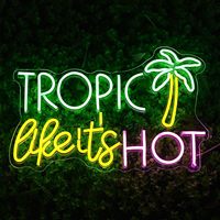 Tropic Like It's Hot Neon Light LED Neon Sign Wall Decor for Beach Party Bar Bedroom Shop Summer Gift for Friend USB Powered