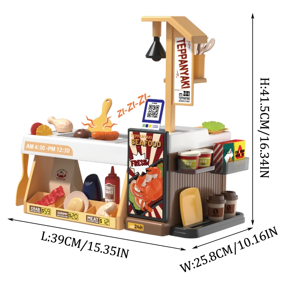 Mini Playhouse Simulazione Pollo fritto Negozio Utensili da cucina Set Negozio per barbecue Cucina Cibo a colori variabili Kitchenwaer Regali per bambini