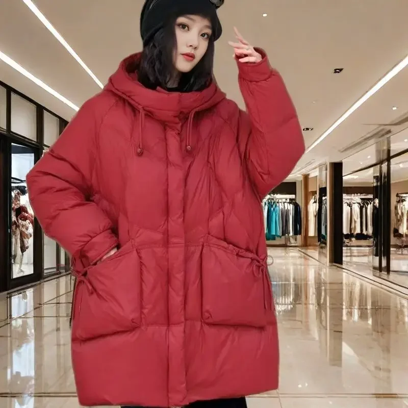 Winter Down Fashion Women's Down Jacket Commuter 90 White Duck Down Loose Jacket