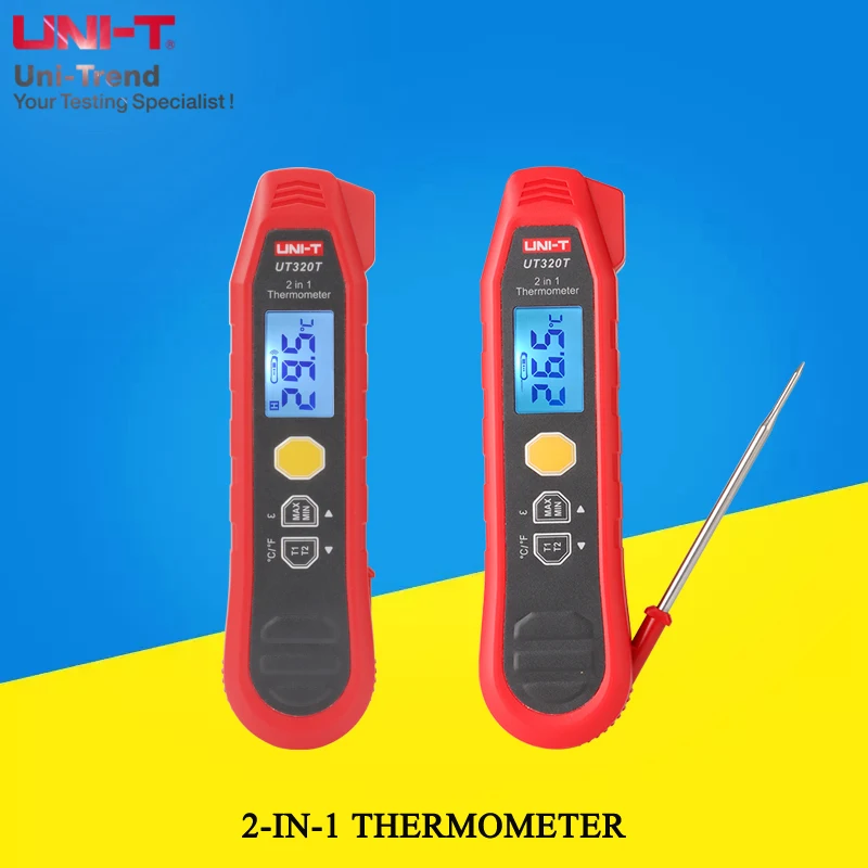 

UNI-T UT320T 2-in-1 Thermometer/IP54 rated/contact thermocouple probe + infrared thermometry