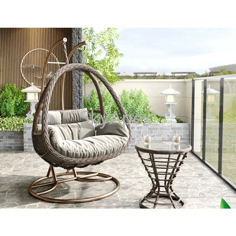 Household Indoor Outdoor Rattan Hanging Basket Chair Courtyard Balcony Bird's Nest Double Swing Lazy Hammock For Relaxation Naps