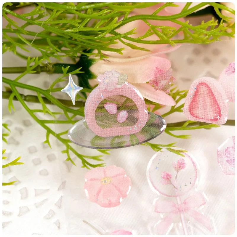 النمط الياباني ساكورا كريستال ملصقات ثلاثية الأبعاد الوردي لطيف الشارات للفتيات DIY الحرف الديكور قضية الهاتف المحمول Crafts بها بنفسك الحرف اليدوية