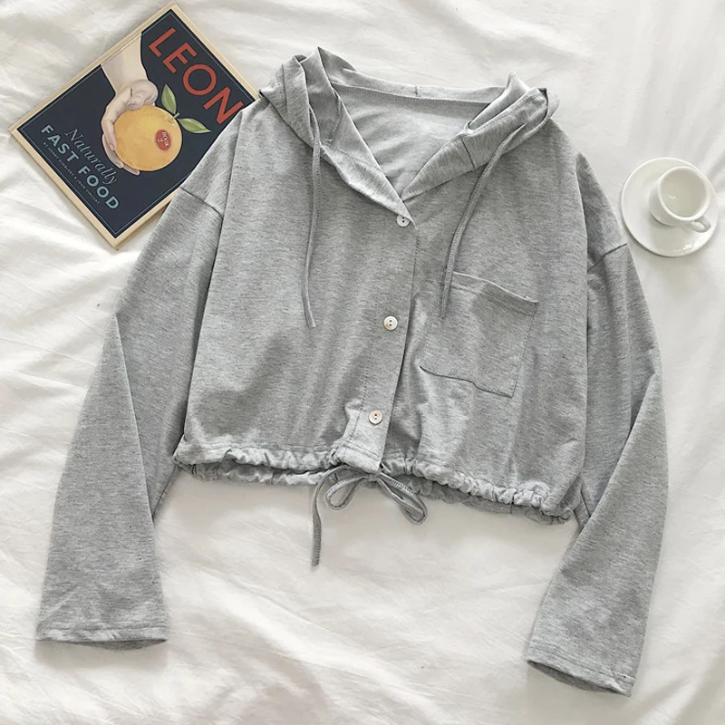 سترة نسائية فضفاضة للربيع والخريف سترة رفيعة نمط معطف قصير النسخة الكورية من القطن بأكمام طويلة مزخرفة برباط