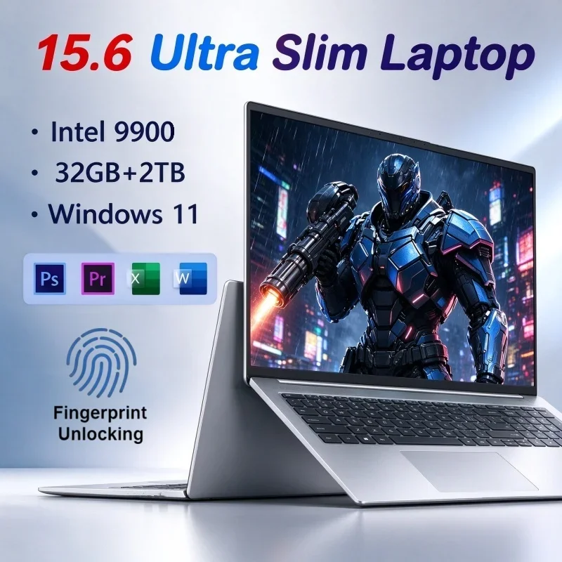 15.6" Portable Office Notebook Intel Core I9 9900 Windows 11 32GB RAM 2TB SSD Fingerprint Unlock For Freelancer Work And Study