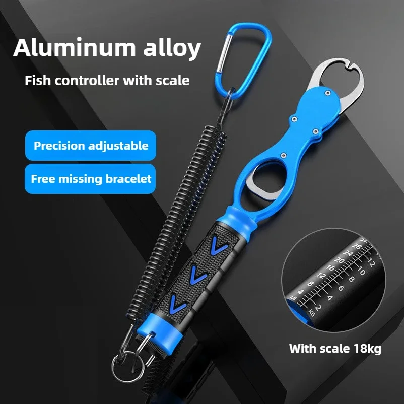 

Portable Aluminum Alloy Fishing Lip Gripper Portable Fish Plier Hand Grip with Weight Scale Outdoor Fishing Accessories