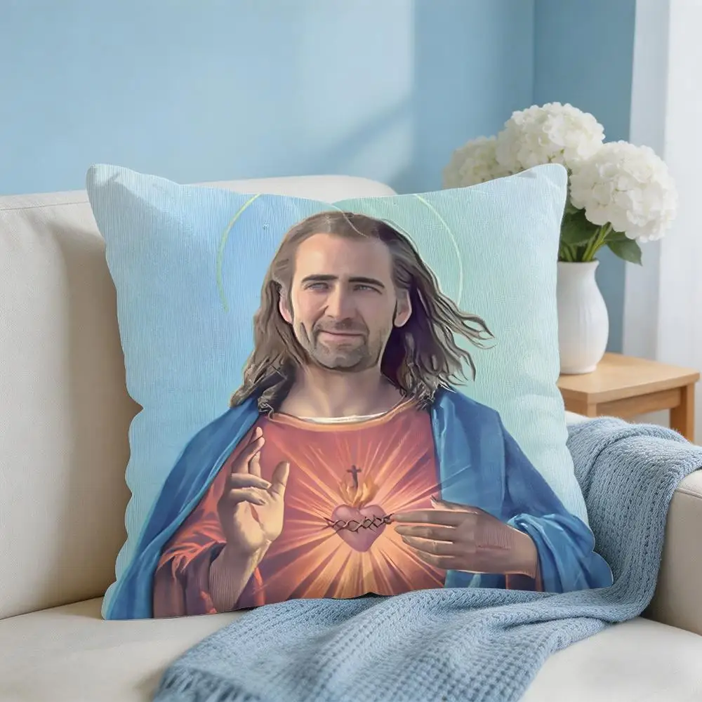 Nordic Style Nicolas Cage Rabbit Cushion Cover Square Pillow Bedroom Sofa Leisure Comfort Living Room Home Decoration 40X40