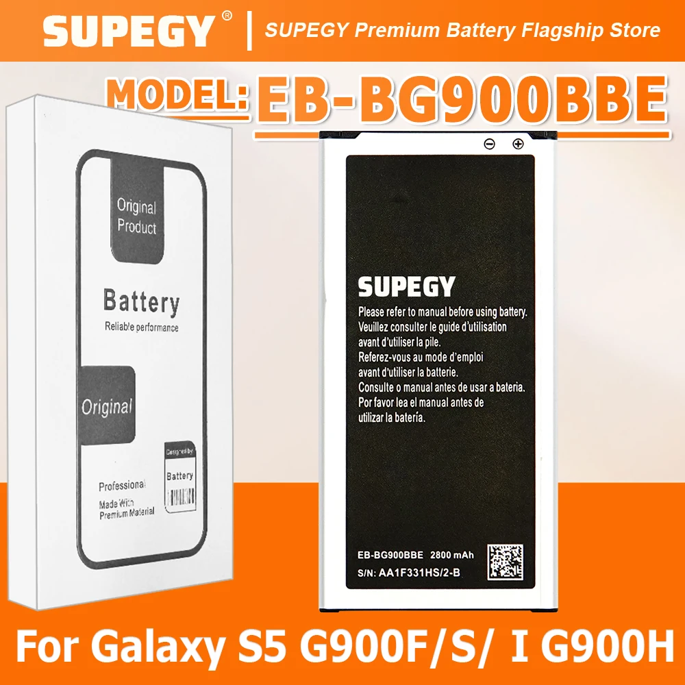 100% New High Capacity EB-BG900BBE EB-BG900BBU Battery 2800mAh For Samsung Galaxy S5 S5 900 G900F/S/ I G900H 9008V NO NFC