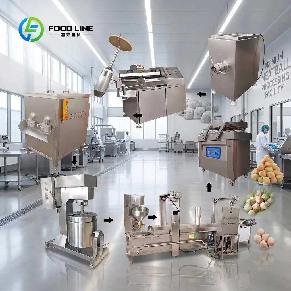 Fish Ball and Meatball Production Line Low Noise Stable Performance Durable Food Grade 304SS Body
