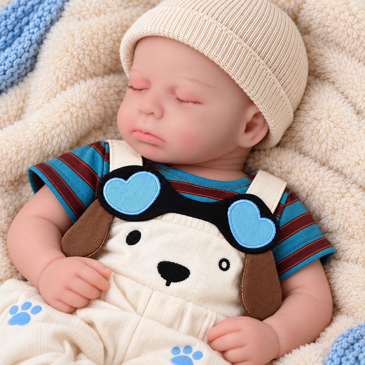 45cm Full Body Silicone Reborn Doll Bald Closed‑Eyes Sleeping Newborn Boy&Girl Handcrafted Lifelike Real Touch Art Collectible
