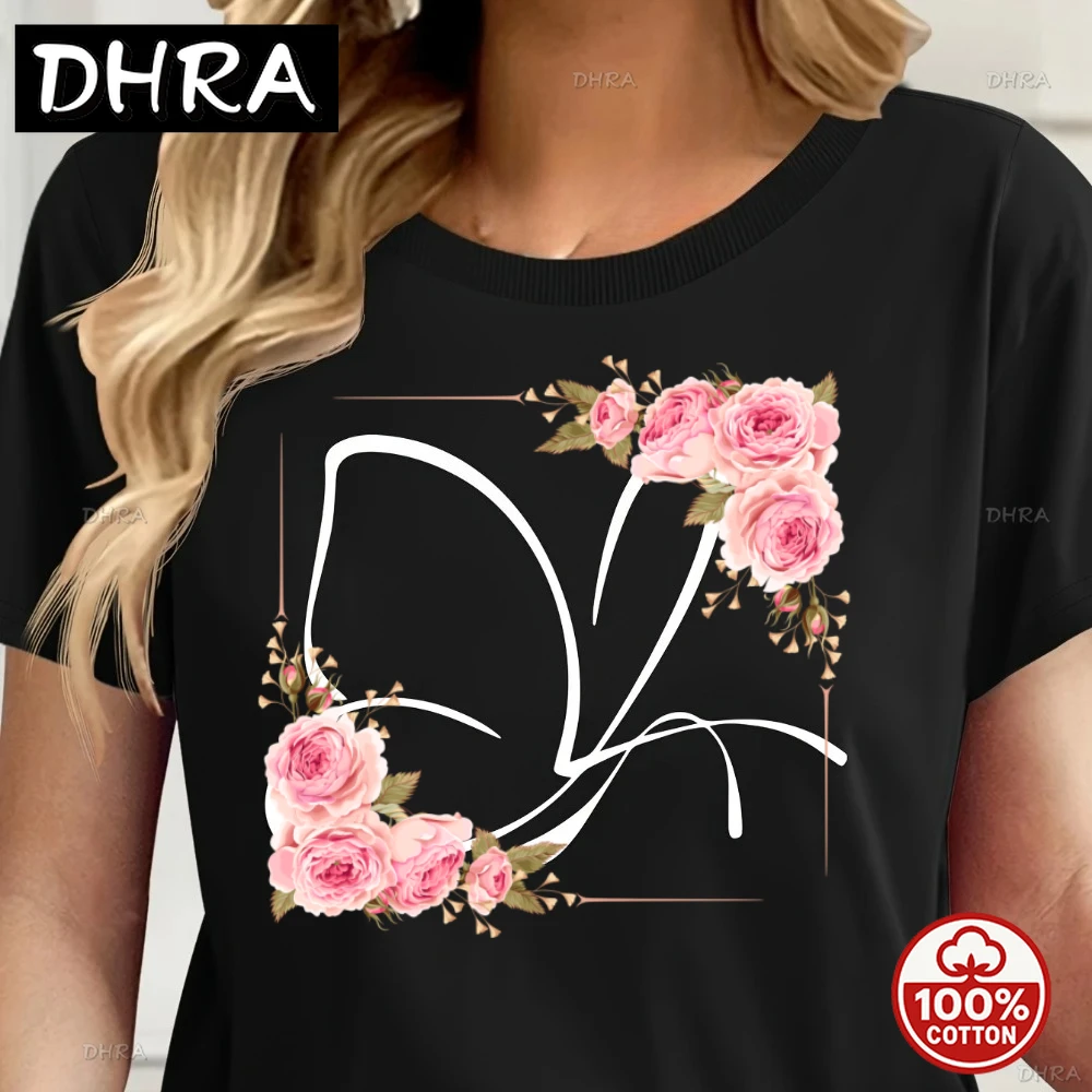 

Women's Butterfly Print Casual T-Shirt - Soft Round Neck Short Sleeve Summer Top Simple Elegant Design Vintage Female Tops