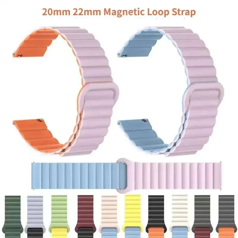 Silicone Magnetic Loop Strap For Samsung Galaxy Watch 6 5 4 40MM 44MM/4 6 Classic 46 43 47mm/5 Pro 45mm Band 20mm 22mm Watchband