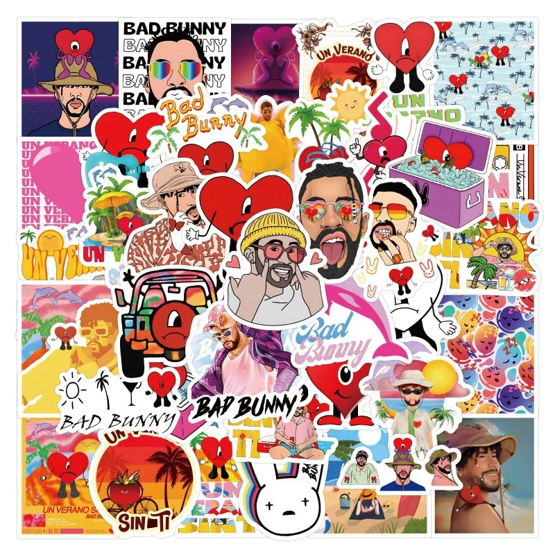 

50 шт. наклейки с граффити «плохой кролик», чемодан, чашка с водой, канцелярские принадлежности, наклейка для автомобиля, скутера, ноутбука