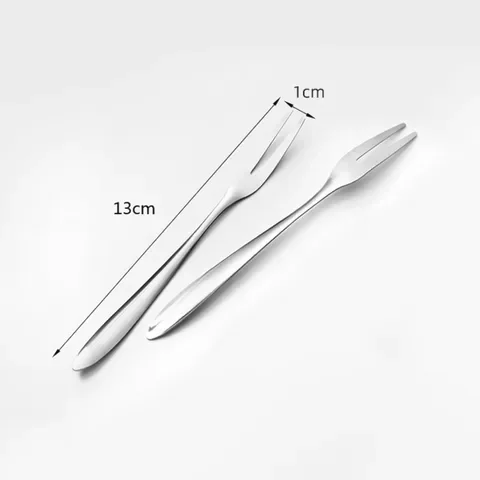 Luxury Stainless Steel Fruit Fork, Cake Dessert Fork, Mini Salad Flatware, Two-Way Table Cutlery, Kitchen Tools