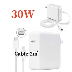 Charger 30W USB-C Type-C Charger, Power Adapter for Macbook A1534 a540, Xiaomi, Huawei, Google, 2M USB C to C Charging Cable