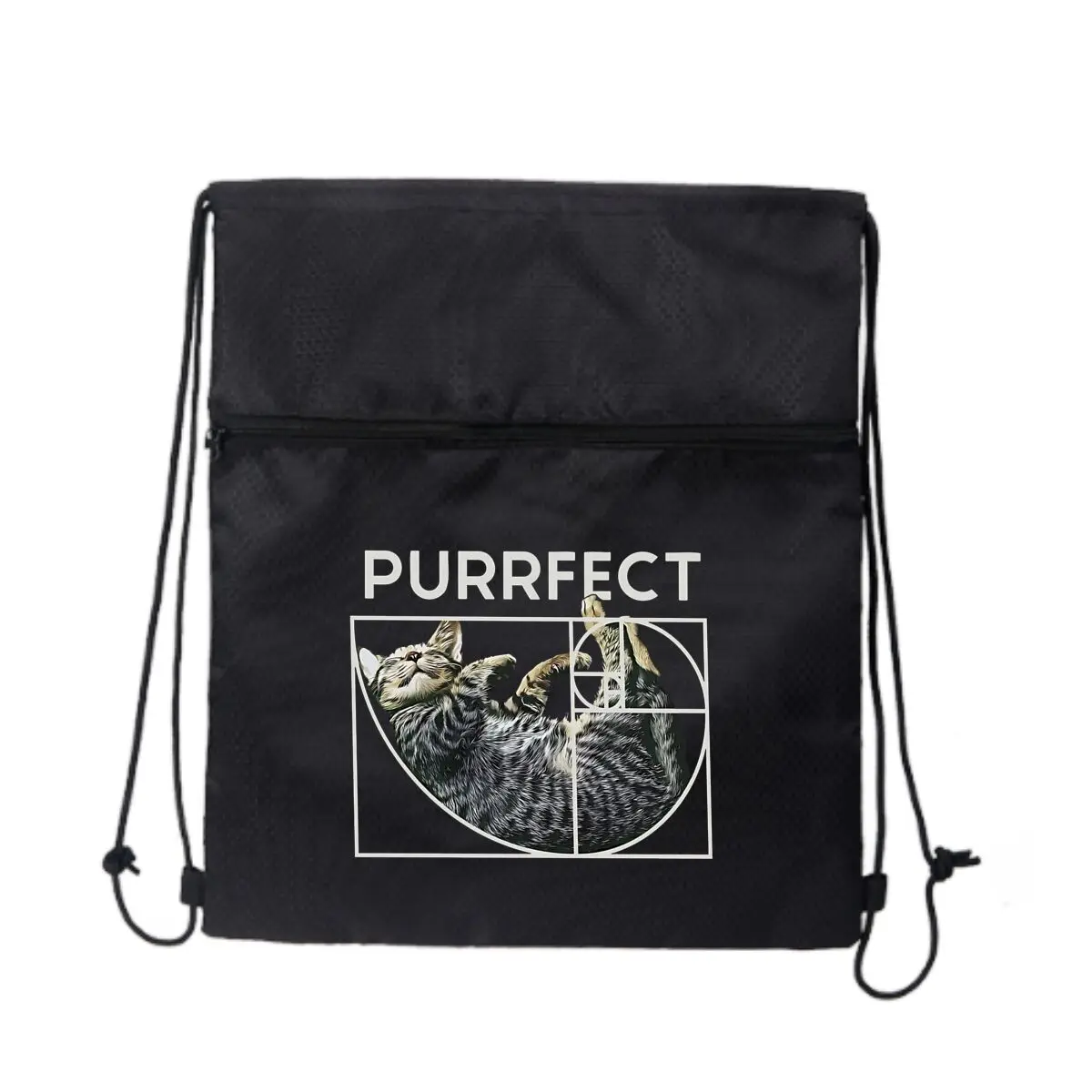 

Purrfect Cat with Fibonacci Spiral Спортивный рюкзак на шнурке Спортивная баскетбольная сумка для фитнеса