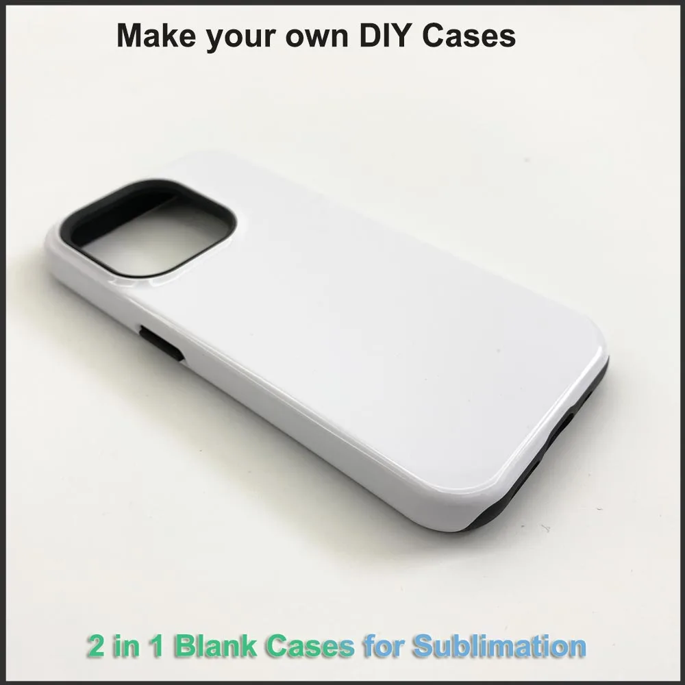 5pcs 2 in 1 Blank Phone Cases 3D Sublimation Print Covers for iPhone 16 15 14 Pro Max XR DIY Printing Thermal Mobile Back Cover